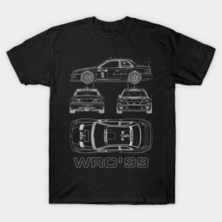 99 WRC GC8 Richard Burns BLUE PRINT 22b T-Shirt